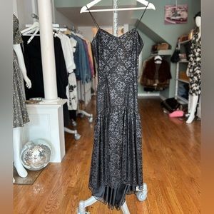 Vintage high-low seam evening cocktail dress